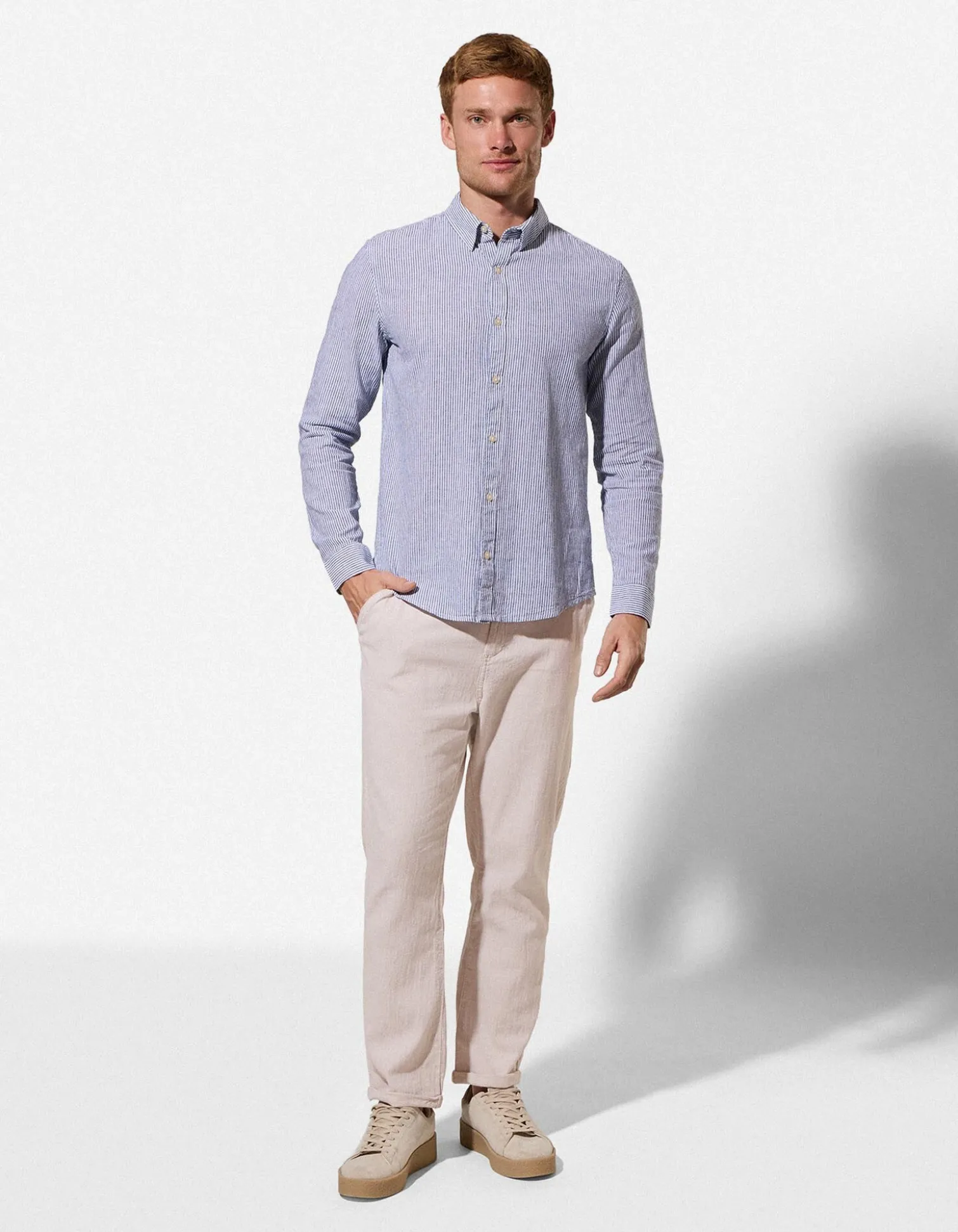 Chinohose - Leinen-Mix - beige
