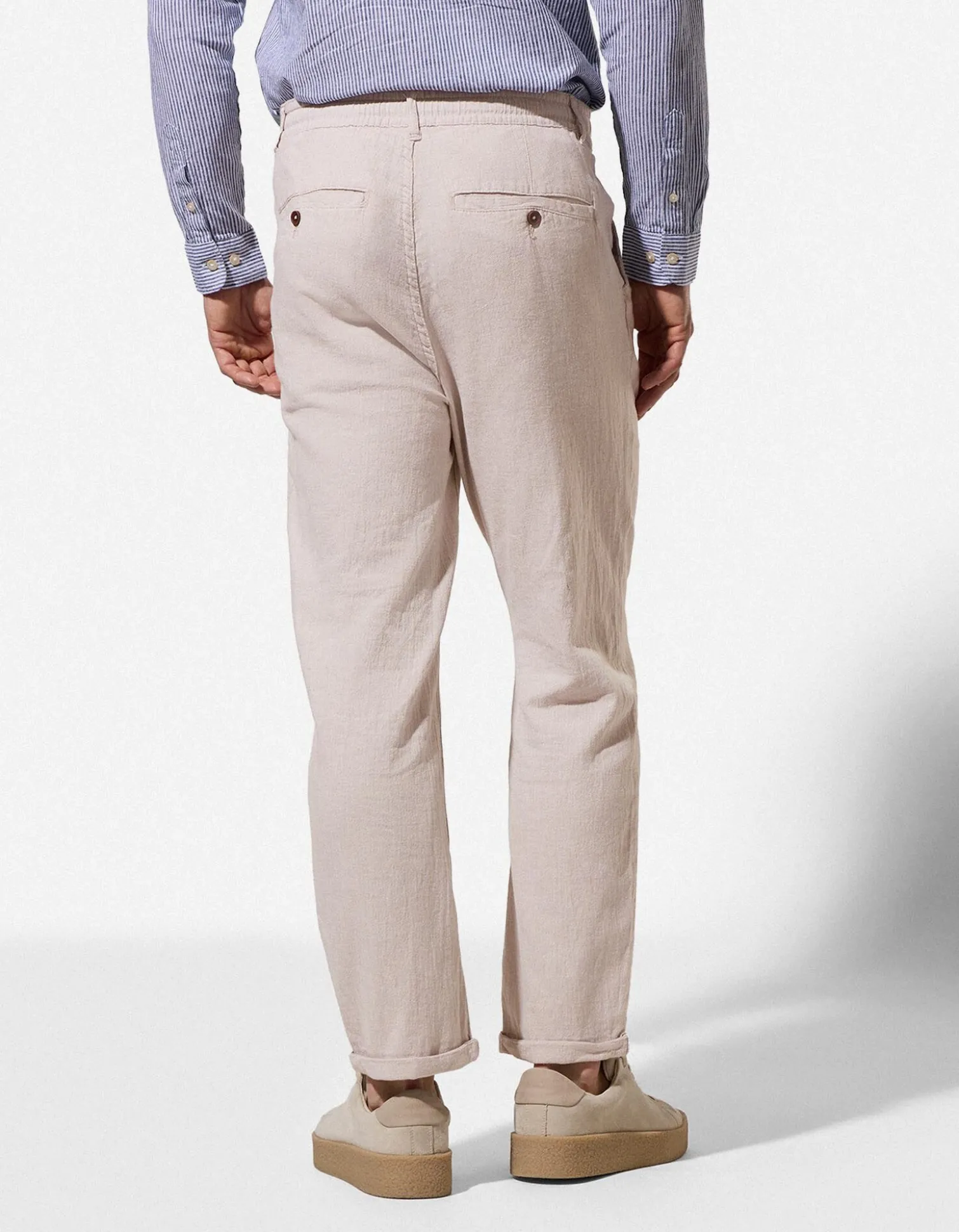 Chinohose - Leinen-Mix - beige