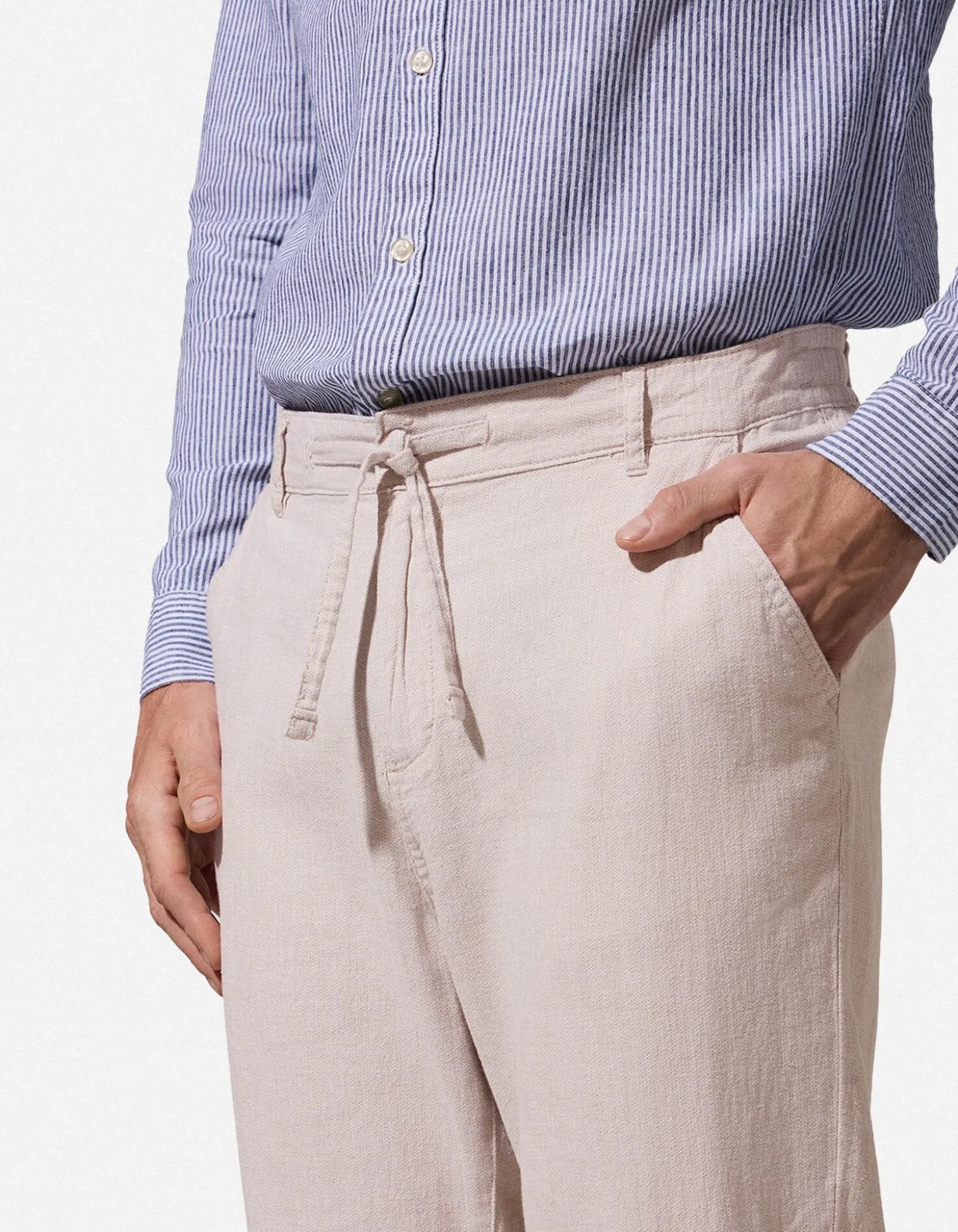 Chinohose - Leinen-Mix - beige