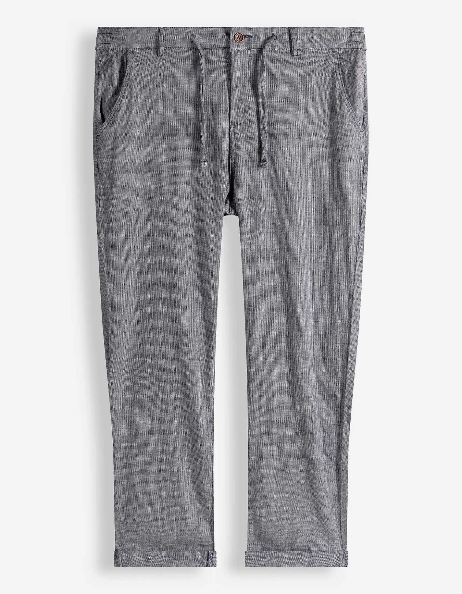 Chinohose - Leinen-Mix - dunkelblau