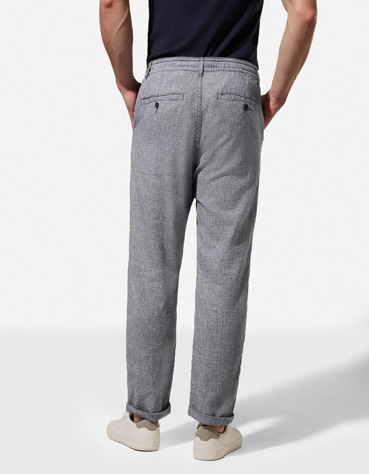 Chinohose - Leinen-Mix - dunkelblau