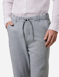 Chinohose - Leinen-Mix - grün