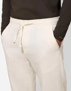Chinohose - Leinen-Optik - weiß