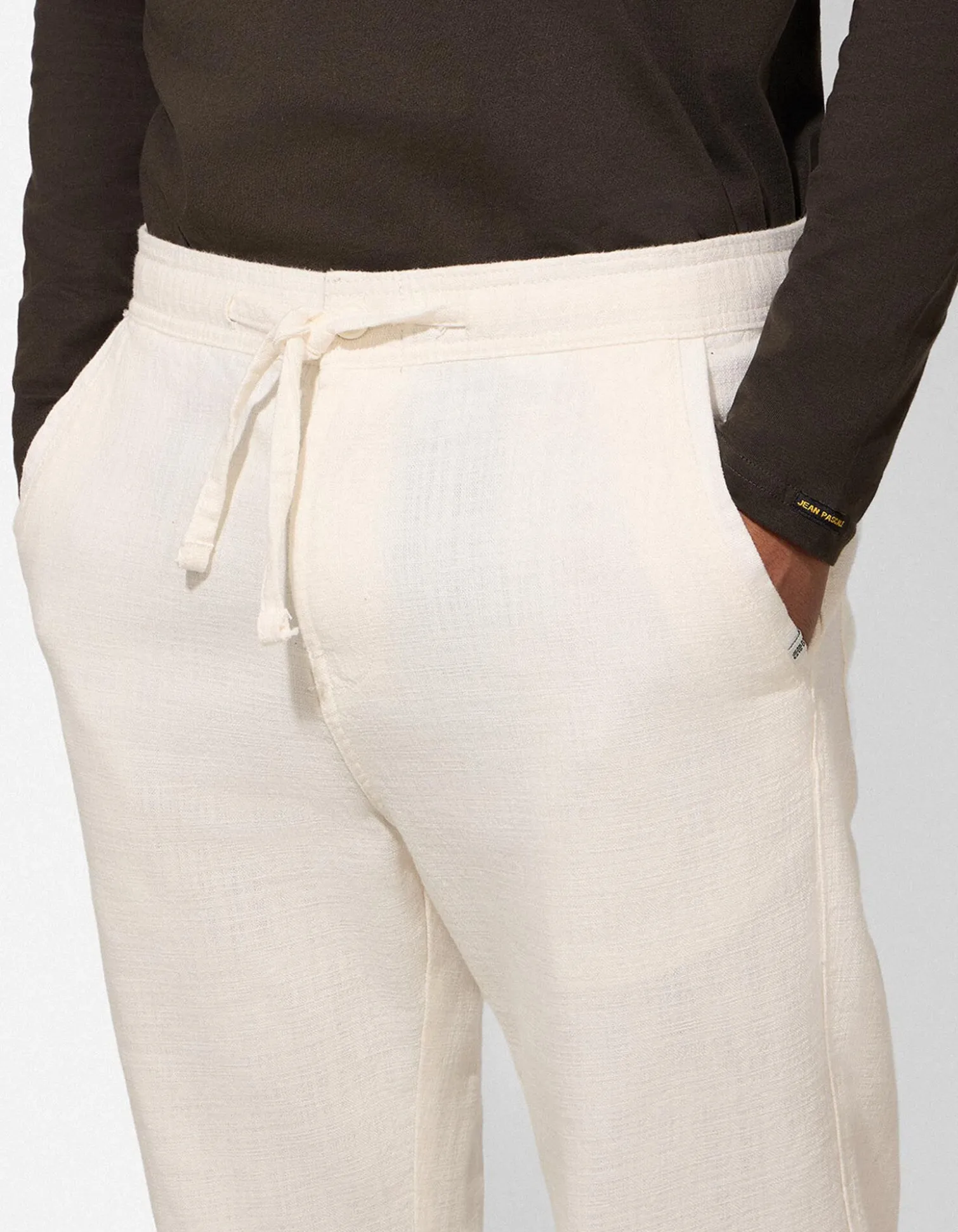 Chinohose - Leinen-Optik - weiß