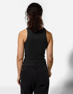 Cropped Top - Gerippt - schwarz