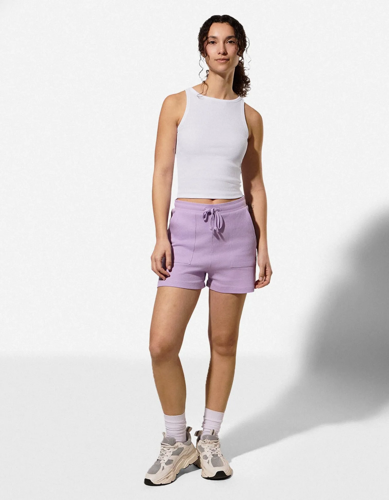 Cropped Top - Gerippt - weiß