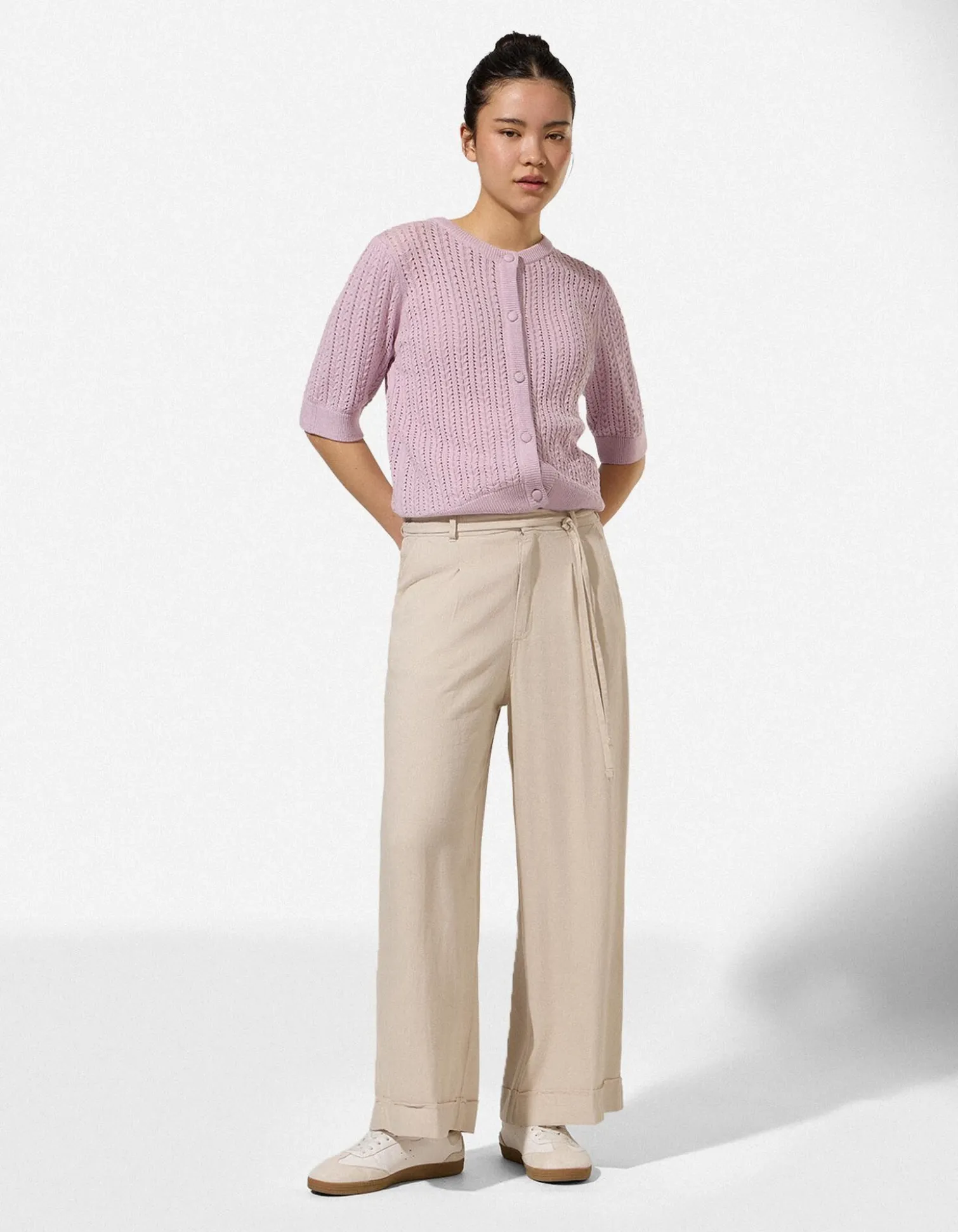 Culotte - Leinen-Optik - Beige