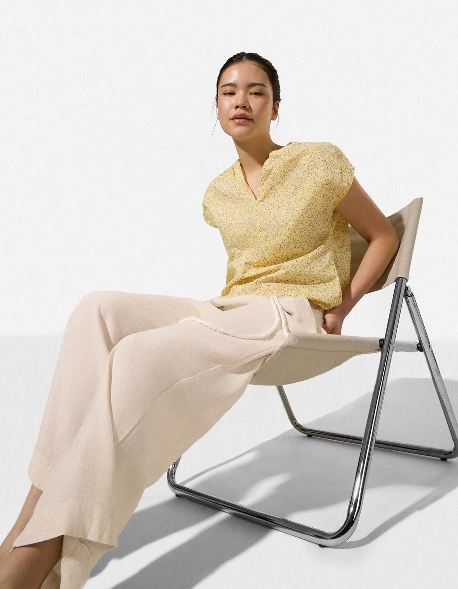 Culotte - Leinen-Optik - beige