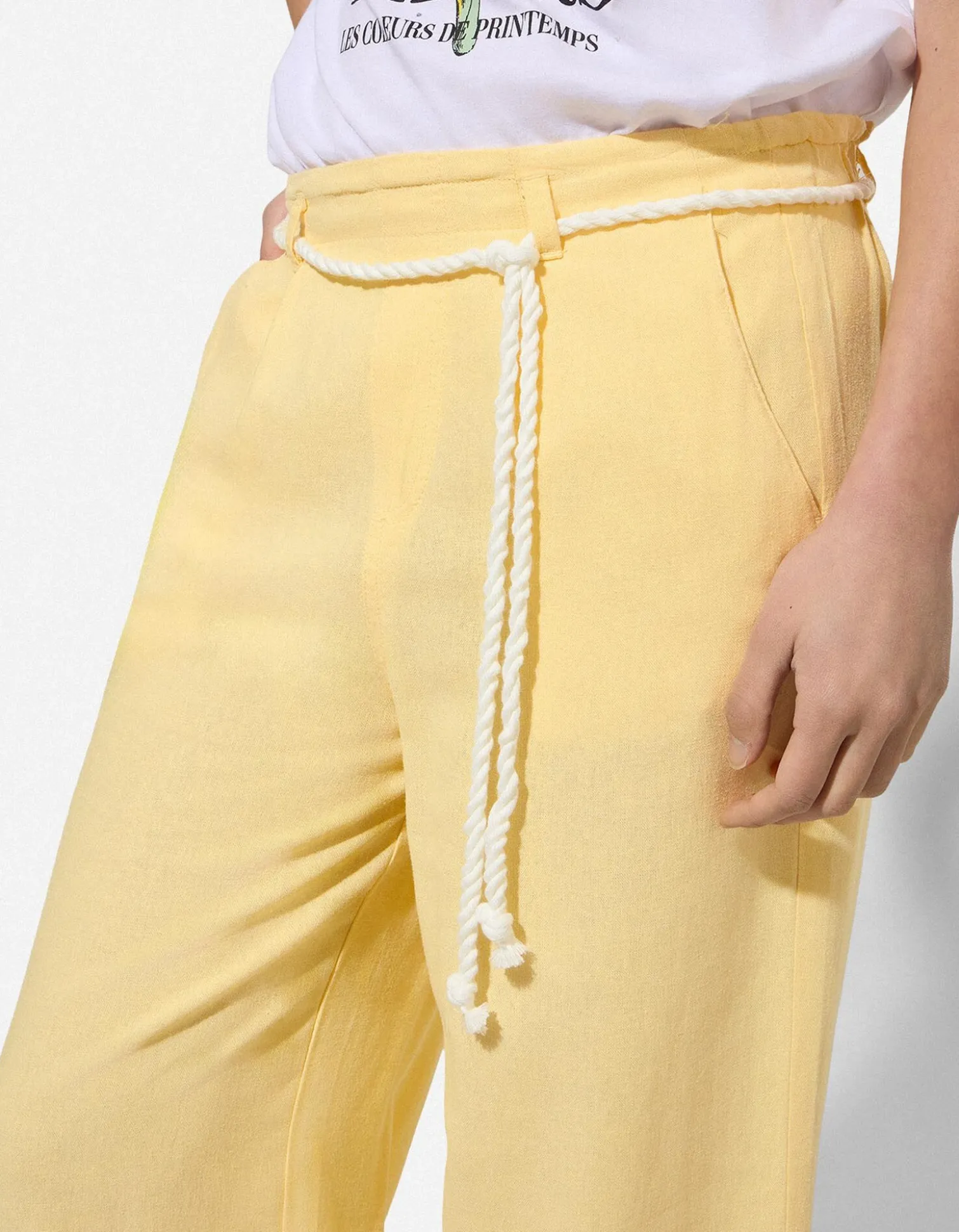 Culotte - Leinen-Optik - hellgelb