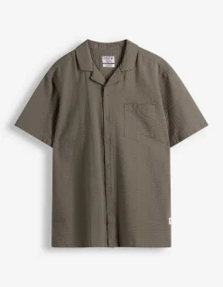 Hemd - Seersucker - dunkelgrün