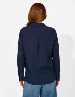 Hemdbluse - Soft-Touch - dunkelblau