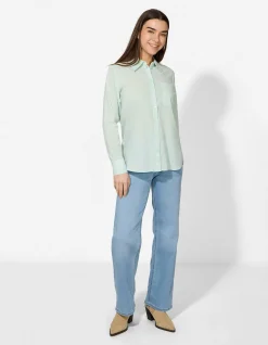 Hemdbluse - Soft-Touch - grün