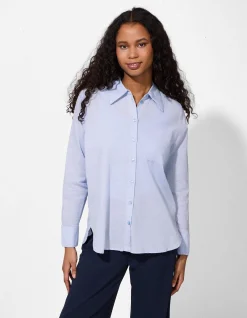 Hemdbluse - Soft-Touch - hellblau