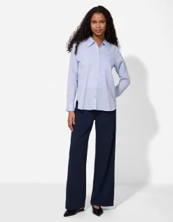 Hemdbluse - Soft-Touch - hellblau
