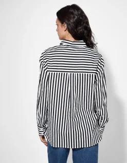 Hemdbluse - Streifen - schwarz