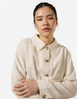 Hemdjacke - Leinen-Optik - beige