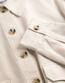 Hemdjacke - Leinen-Optik - beige
