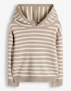Hoodie - Feinstrick - beige