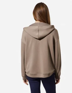 Hoodie - V-Ausschnitt - dunkelbeige