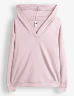 Hoodie - V-Ausschnitt - hellrosa