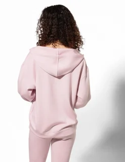 Hoodie - V-Ausschnitt - hellrosa