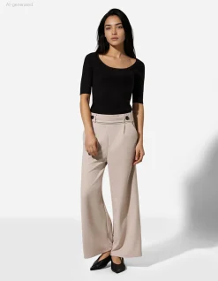Hose - Elastischer Verschluss - beige
