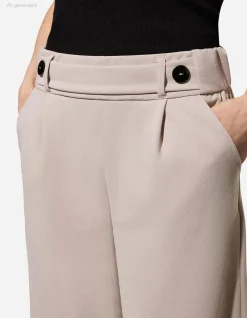 Hose - Elastischer Verschluss - beige