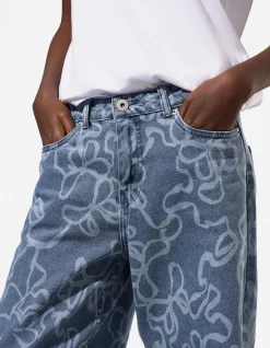 Jeans - Allover-Muster - blau