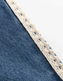 Jeans - Häkelspitze - blau
