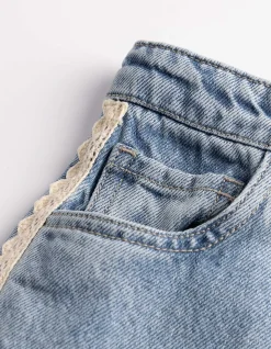 Jeans - Häkelspitze - hellblau
