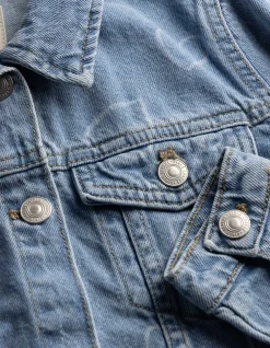 Jeansjacke - Laserprint - hellblau