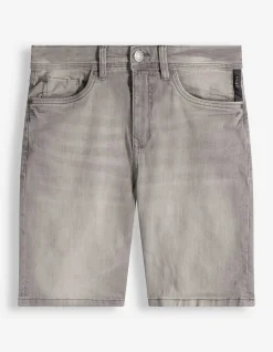 Jeansshorts - Wascheffekte - grau