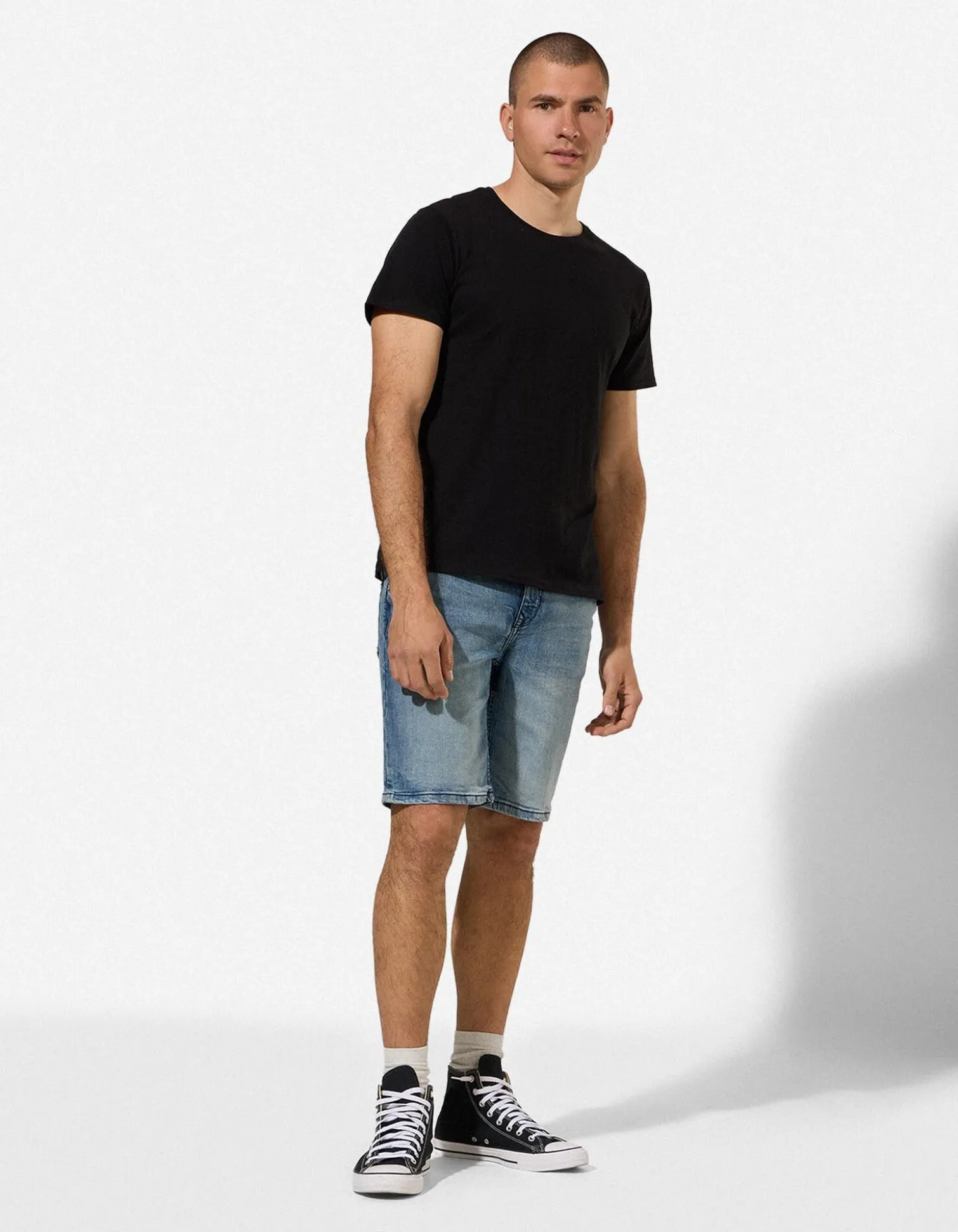 Jeansshorts - Wascheffekte - blau