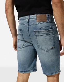 Jeansshorts - Wascheffekte - blau