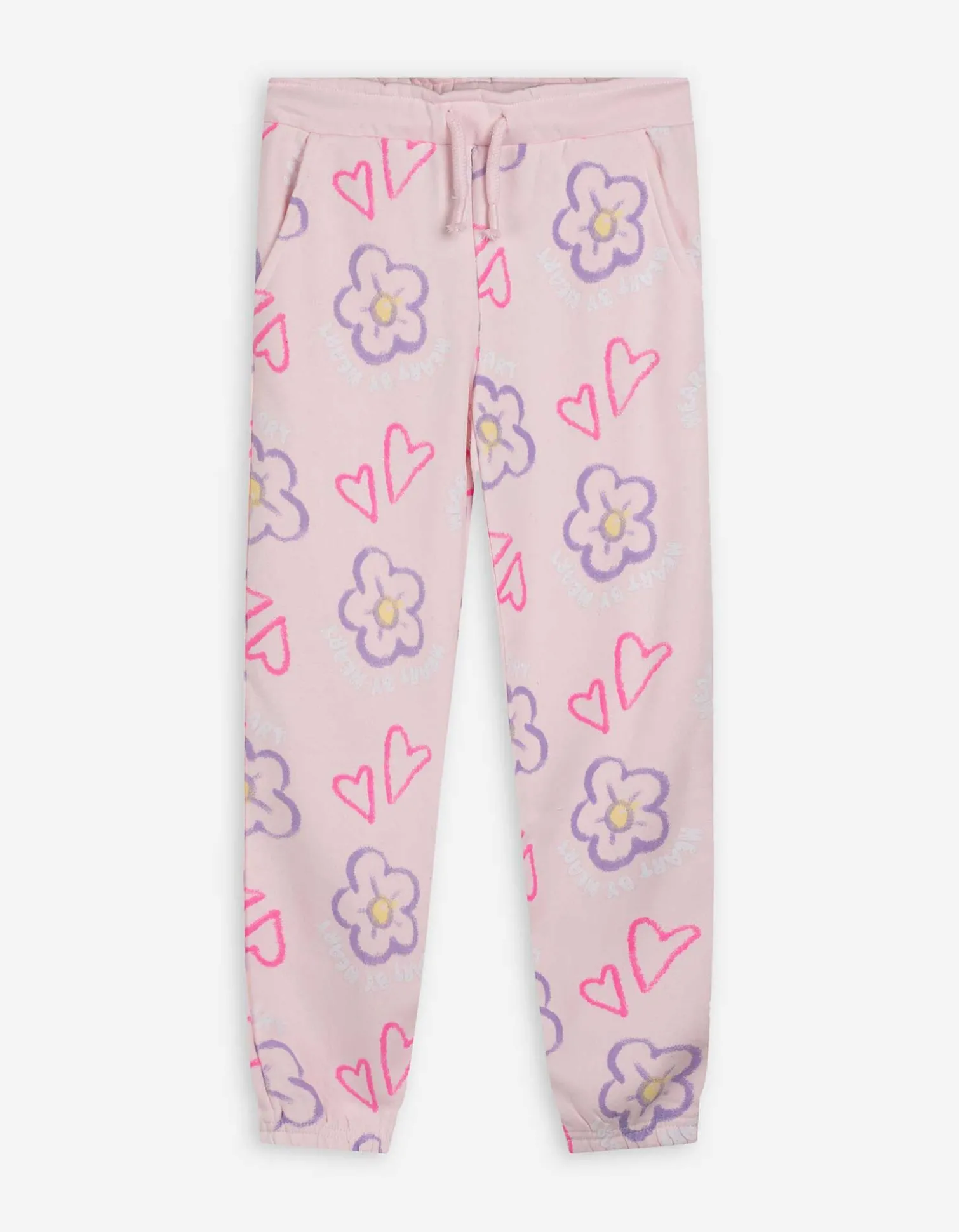 Jogginghose - Allover-Print - rosa