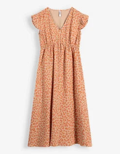 Kleid - Allover-Print - beige
