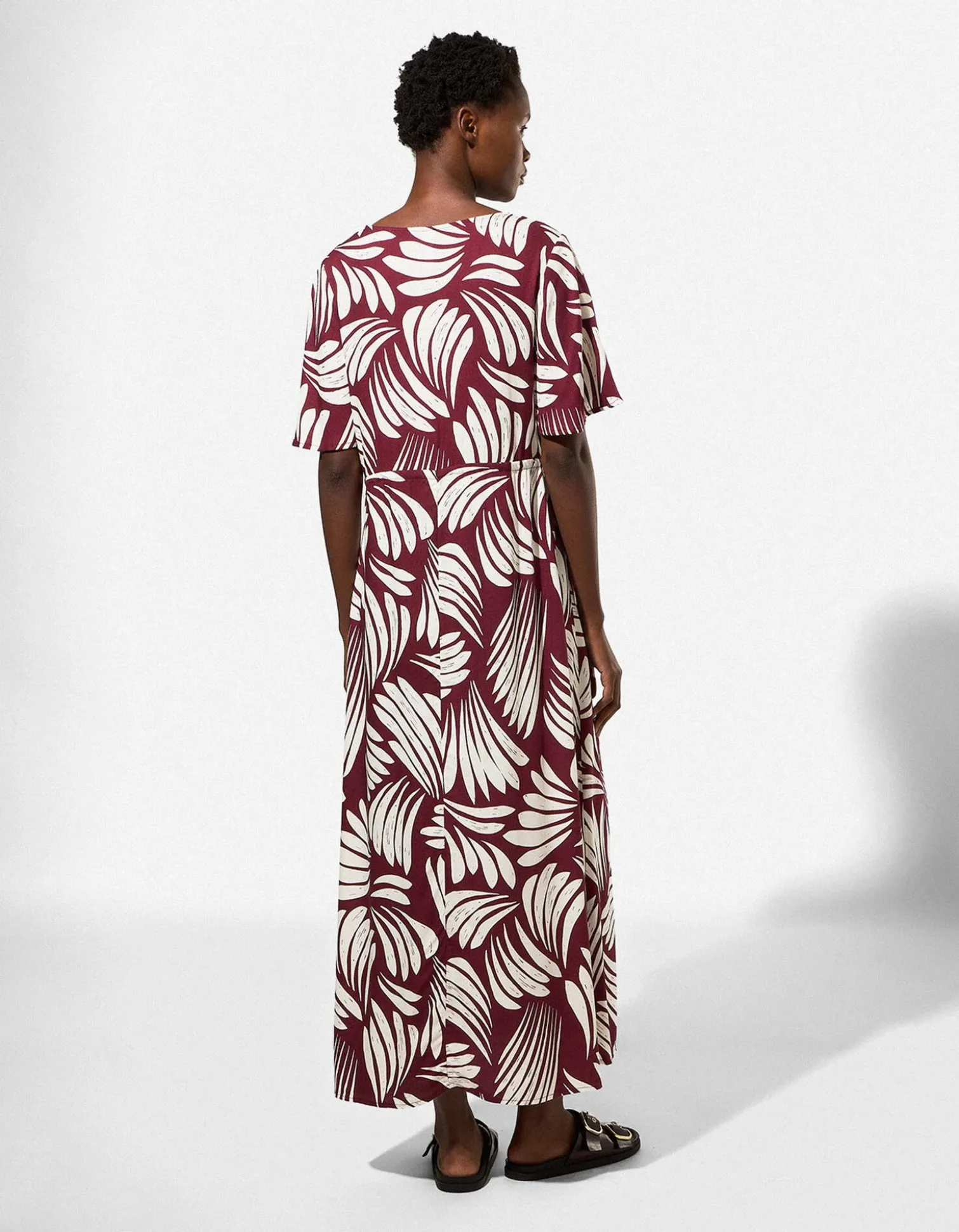 Kleid - Allover-Print - dunkelrot