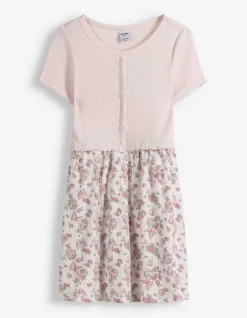 Kleid - Allover-Print - rosa