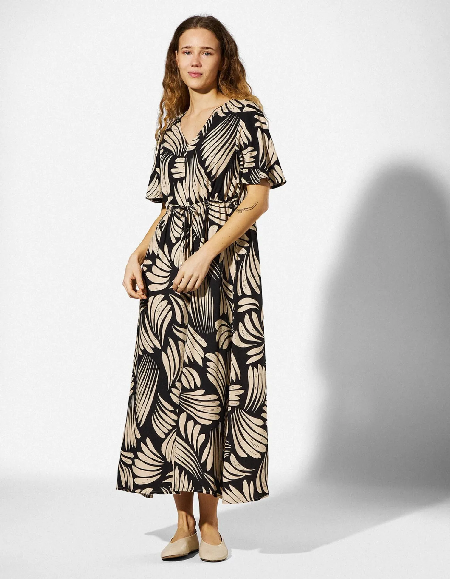 Kleid - Allover-Print - schwarz