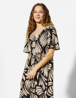 Kleid - Allover-Print - schwarz