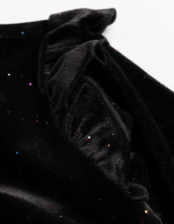 Kleid - Glitzerstoff - schwarz