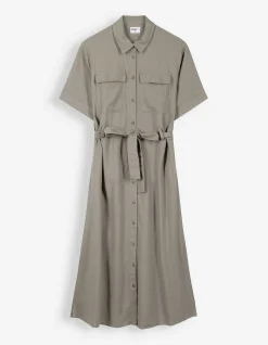 Kleid - Leinen-Optik - grün