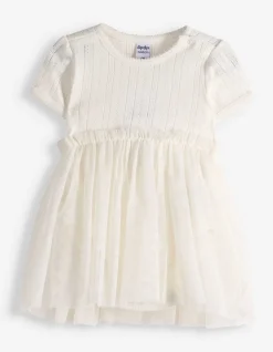 Kleid - Pointelle - weiß