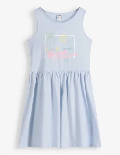 Kleid - Print - hellblau