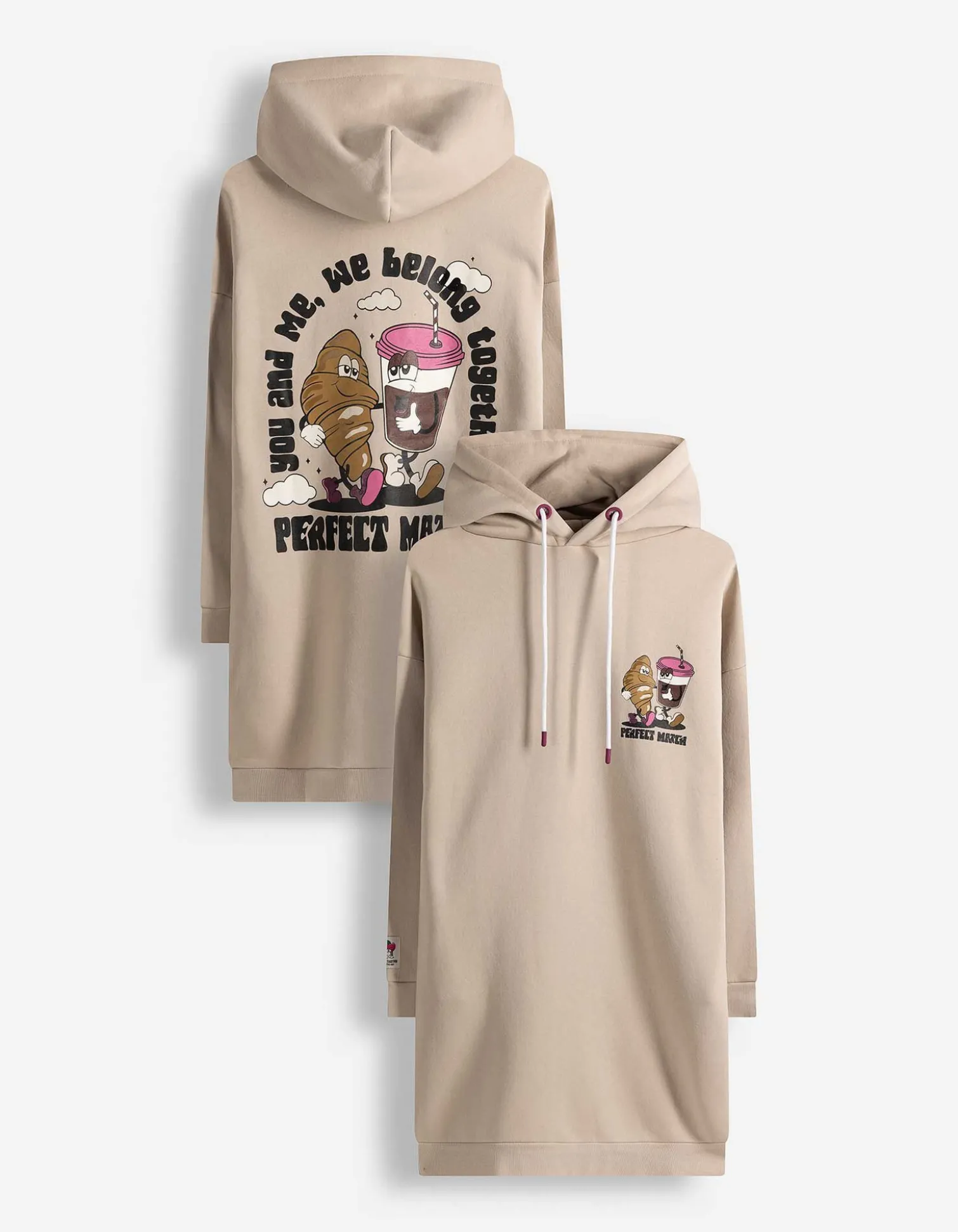 Kleid - Rückenprint - beige