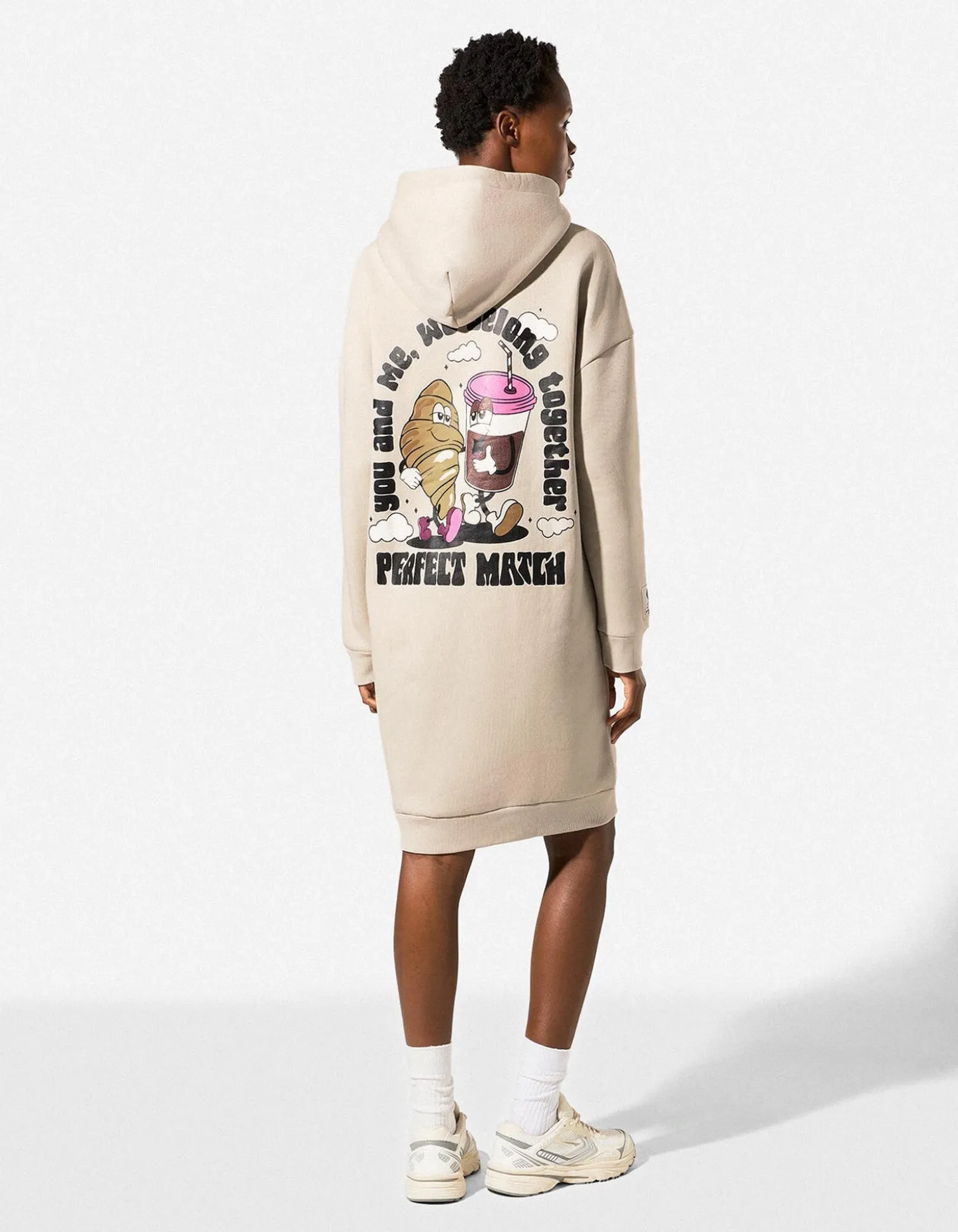 Kleid - Rückenprint - beige