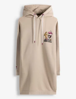 Kleid - Rückenprint - beige