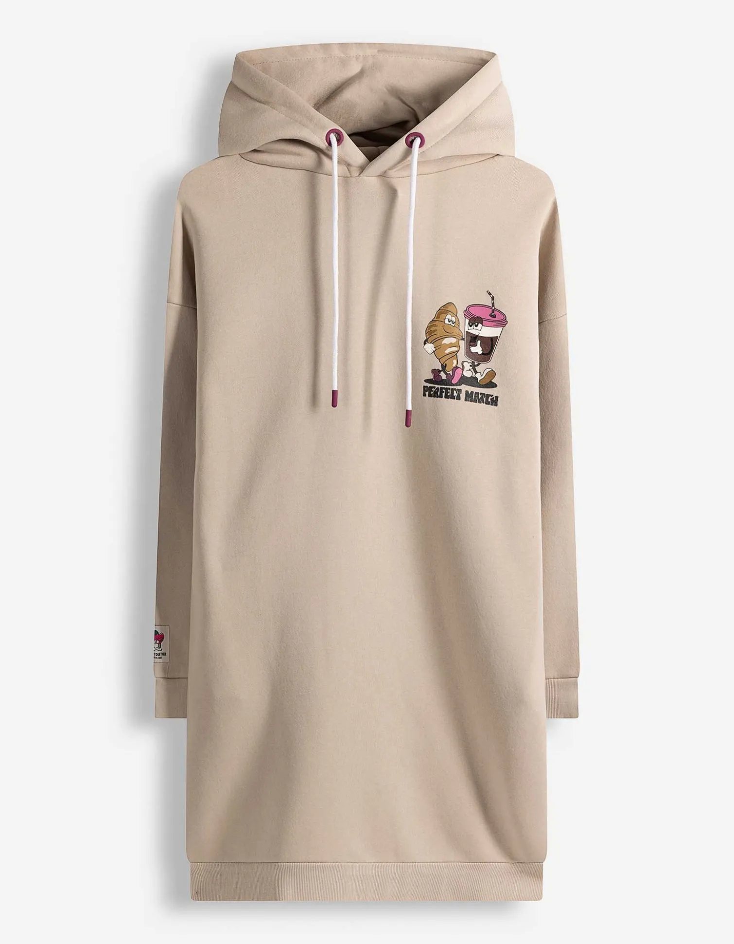 Kleid - Rückenprint - beige