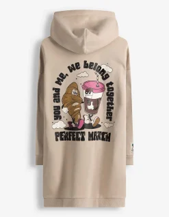 Kleid - Rückenprint - beige