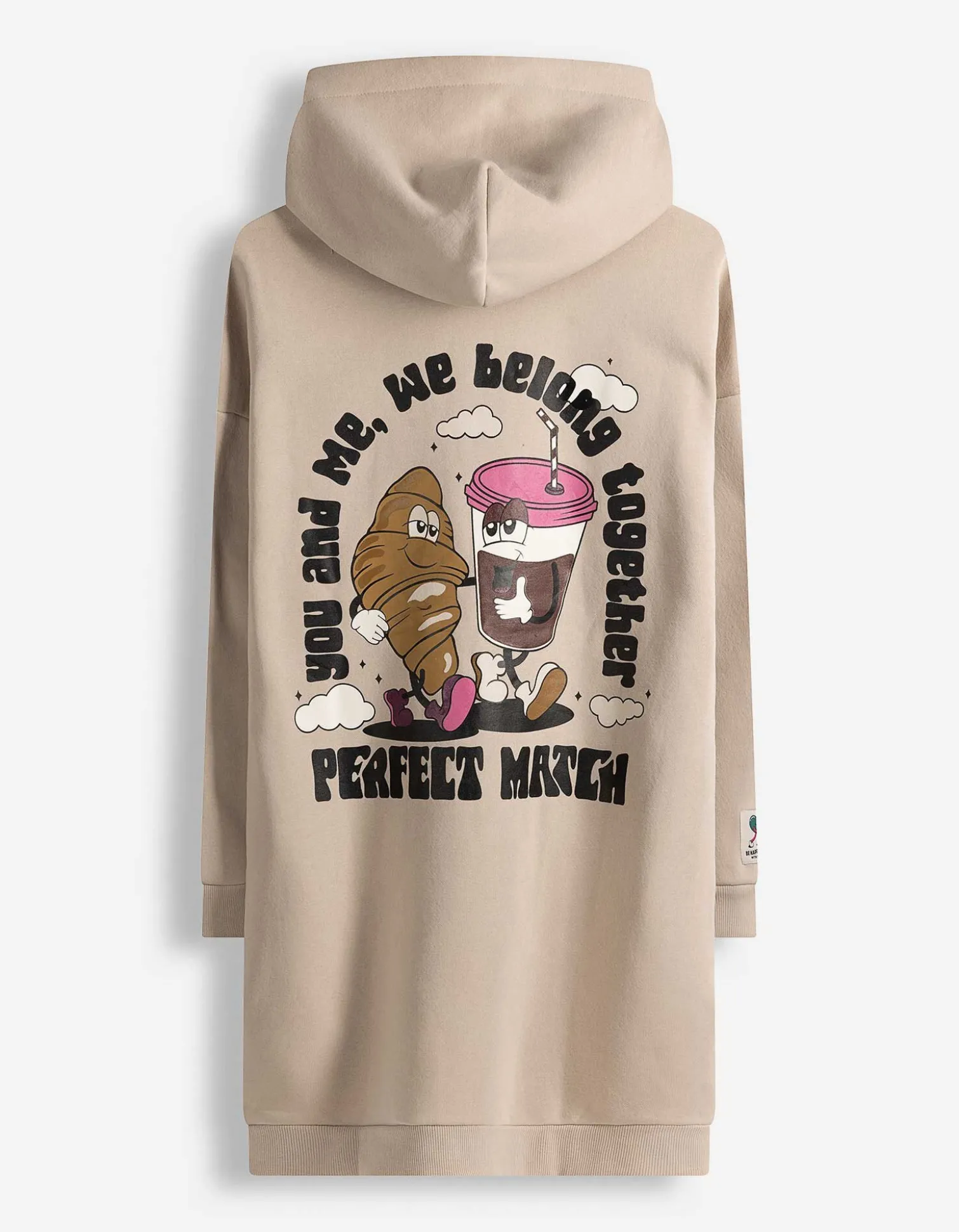 Kleid - Rückenprint - beige